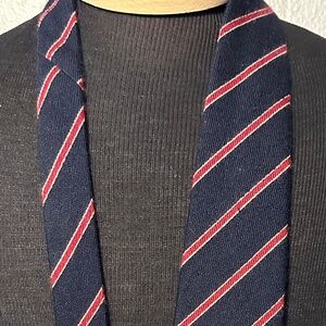 AUTHENTIC MATTABISCH NAPOLI SILK & CASHMERE NECKTIE NAVY RED STRIPES